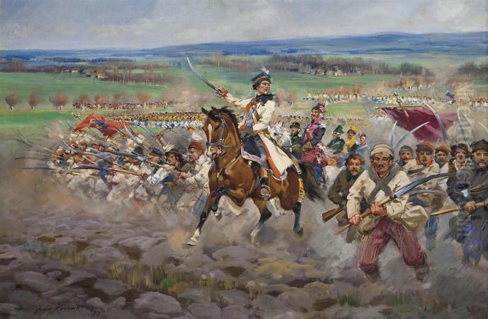 Kosciuszko Pod Raclawicama Oil Painting by Jerzy Kossak