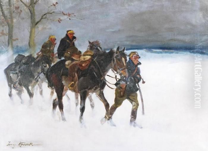 Patrol Zima Oil Painting by Jerzy Kossak