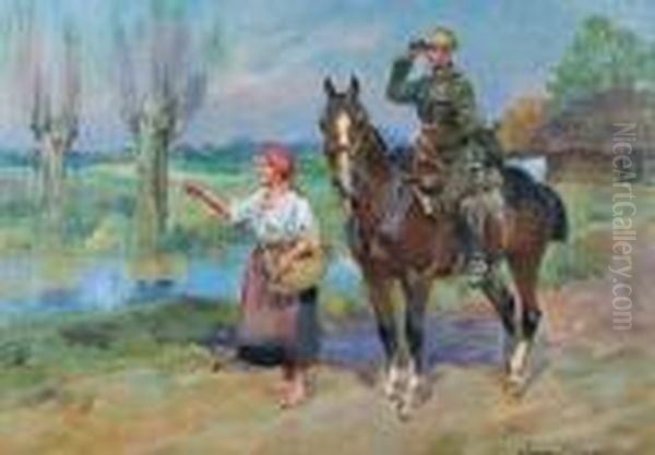 Pytanie O Droge Oil Painting by Jerzy Kossak