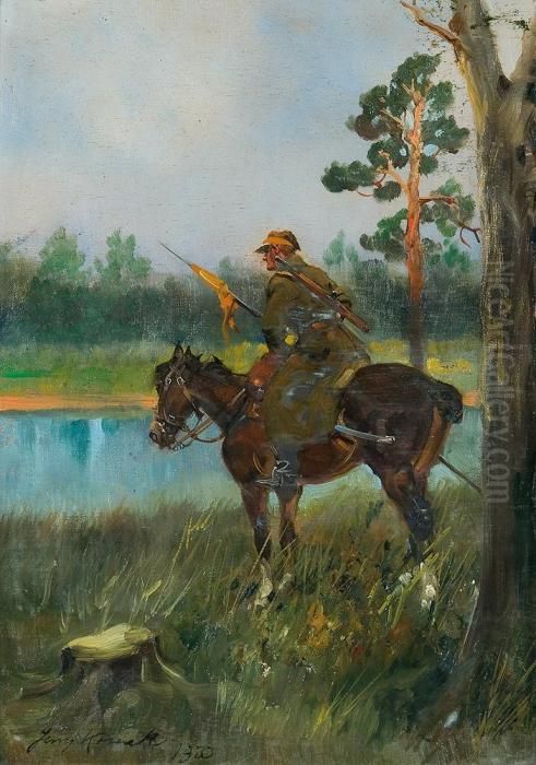 On The Guard Oil Painting by Jerzy Kossak