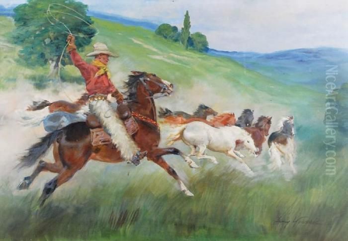 Na Prerii Oil Painting by Jerzy Kossak