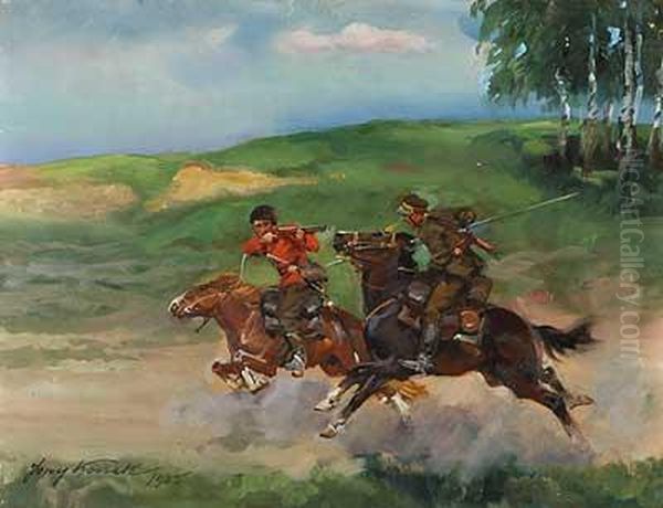 Ulan Und Kosake Im Moment Derwahrheit Oil Painting by Jerzy Kossak