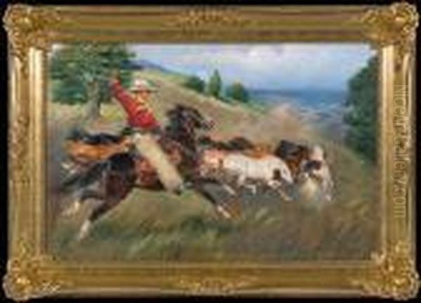 Cowboy Oil Painting by Jerzy Kossak