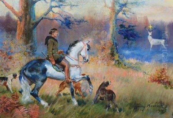 Sw. Hubert Oil Painting by Jerzy Kossak