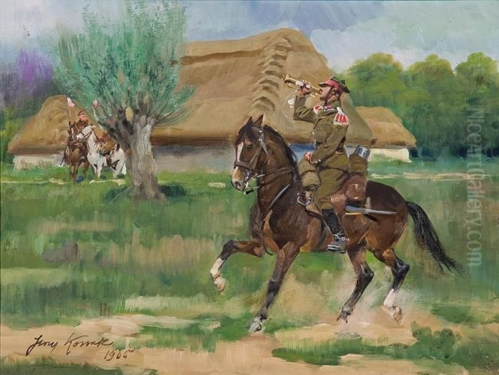 The Trumpeter Oil Painting by Jerzy Kossak