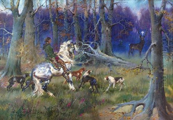 Sw. Hubert Oil Painting by Jerzy Kossak