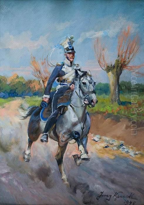 Kawalerzysta Oil Painting by Jerzy Kossak