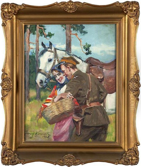 Ulan I Dziewczyna Oil Painting by Jerzy Kossak