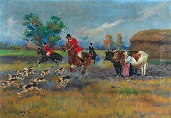 Polowanie Par Force Oil Painting by Jerzy Kossak