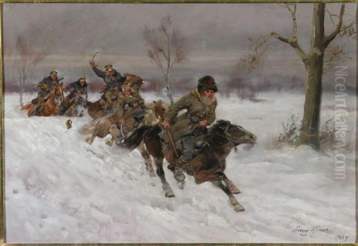 Bolszewika Gon! Oil Painting by Jerzy Kossak