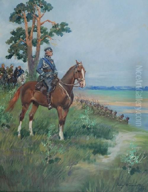 Jozef Pilsudski Oil Painting by Jerzy Kossak