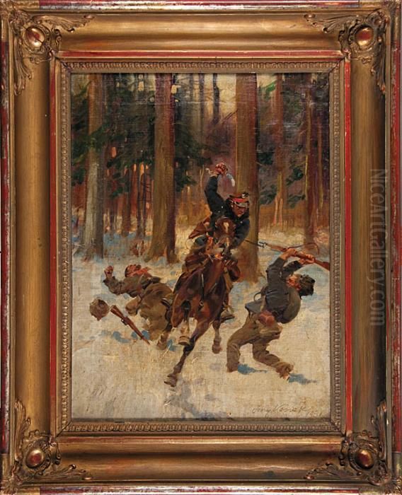 Potyczka Oil Painting by Jerzy Kossak