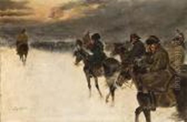 Il Ritorno Di Napoleone Da Mosca Oil Painting by Jerzy Kossak