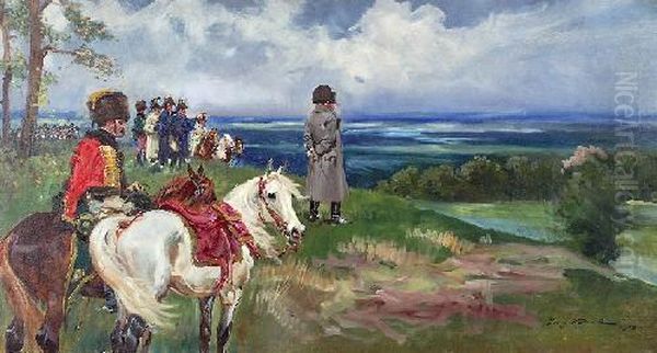Napoleon Nad Niemnem Oil Painting by Jerzy Kossak