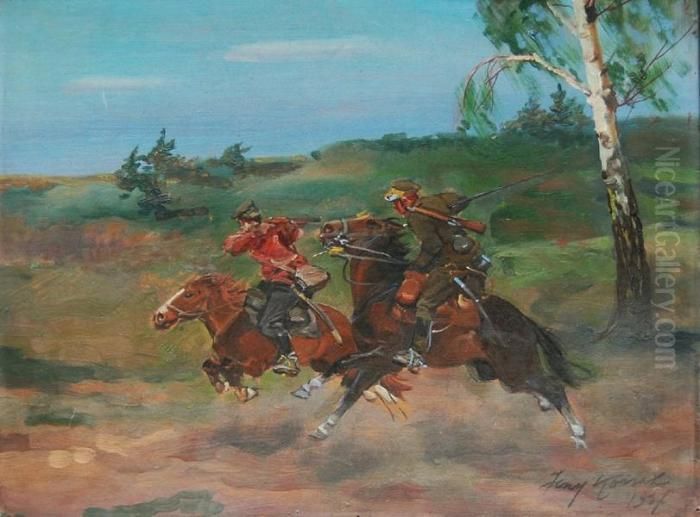 Potyczka Oil Painting by Jerzy Kossak