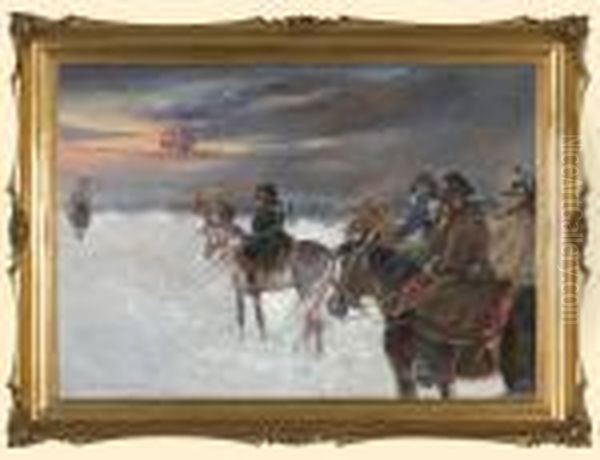 Odwrot Wielkiej Armii Spod Moskwy Oil Painting by Jerzy Kossak