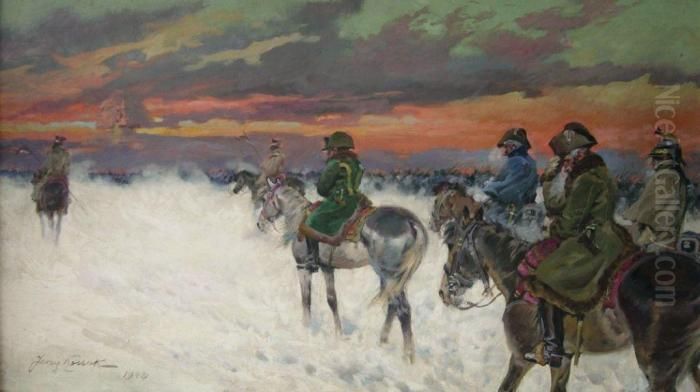 Wizja Napoleona W Czasie Odwrotu Spod Moskwy Oil Painting by Jerzy Kossak