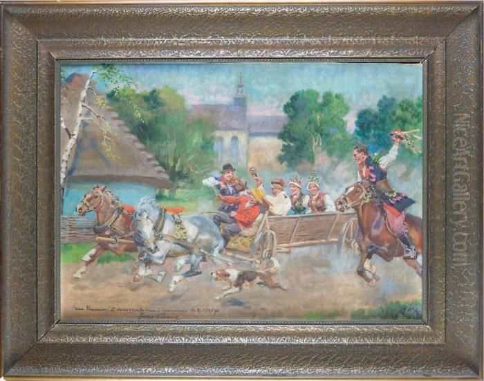 Wesele Krakowskie, 1946 R. Oil Painting by Jerzy Kossak