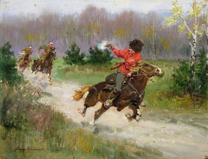 W Pogoni Za Bolszewikiem Oil Painting by Jerzy Kossak