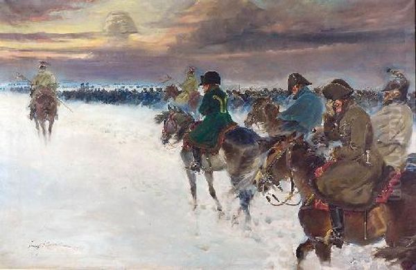 Wizja Napoleona W Czasie Odwrotu Oil Painting by Jerzy Kossak