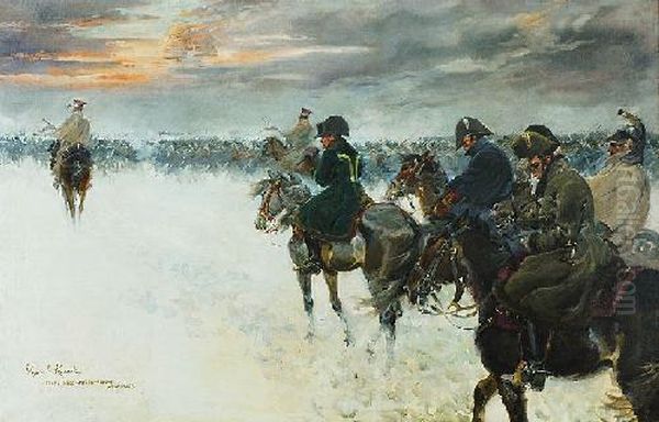 Wizja Napoleona W Trakcie Odwrotu Oil Painting by Jerzy Kossak