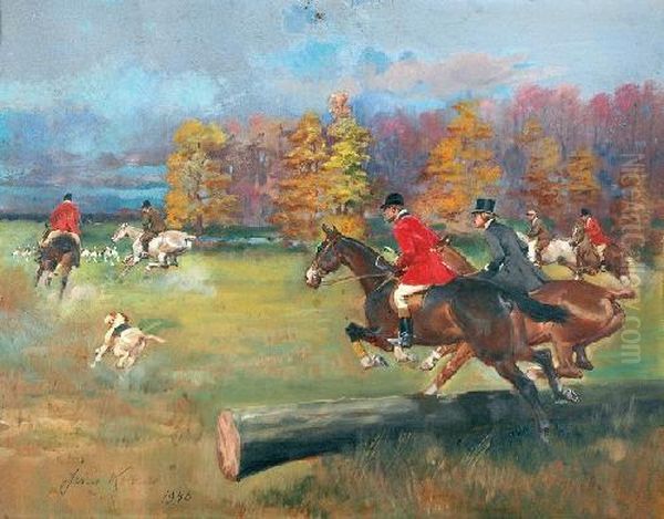 Polowanie Par Force Oil Painting by Jerzy Kossak