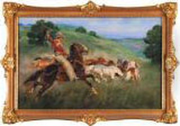 Polowanie Na Lasso, 1935 R. Oil Painting by Jerzy Kossak