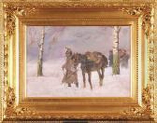 Odwrot Spod Moskwy, 1929 R. Oil Painting by Jerzy Kossak
