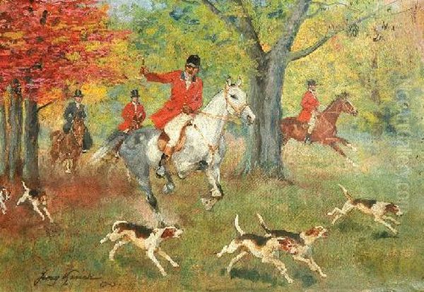 Polowanie Par Force Oil Painting by Jerzy Kossak