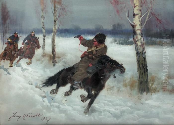 Pogon Oil Painting by Jerzy Kossak