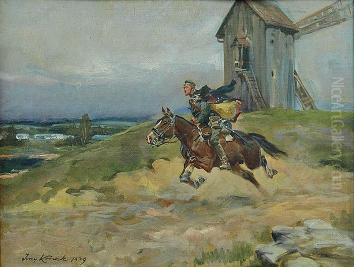 Goniec Konny Oil Painting by Jerzy Kossak