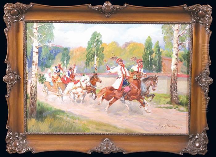 Wesele Krakowskie, 1930 R. Oil Painting by Jerzy Kossak