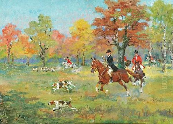 Polowanie Par Force Oil Painting by Jerzy Kossak