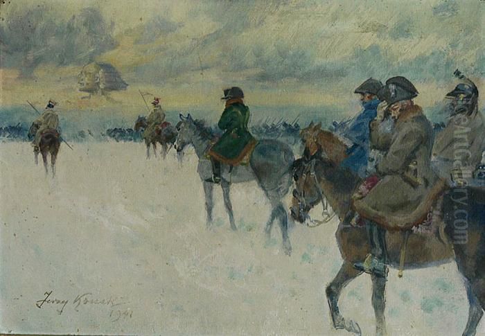 Wizja Napoleona W Trakcie Odwrotu Spod Moskwy Oil Painting by Jerzy Kossak