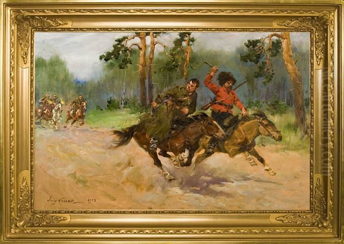 Pogon - Epizod Z Wojny Bolszewickiej Oil Painting by Jerzy Kossak