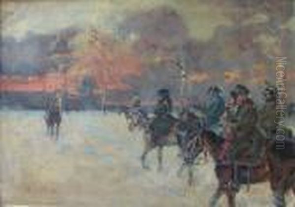 Odwrot Z Pod Moskwy Oil Painting by Jerzy Kossak
