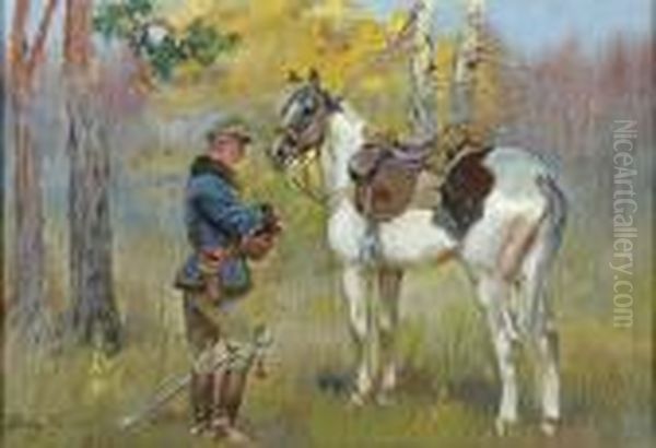 Ulan Z Koniem Oil Painting by Jerzy Kossak