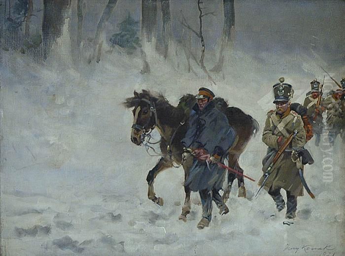 Czwartacy Oil Painting by Jerzy Kossak