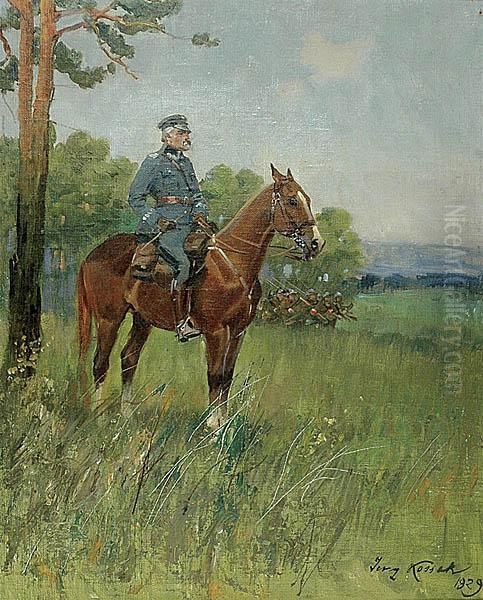 Marszalek Jozef Pilsudski Na Kasztance Oil Painting by Jerzy Kossak