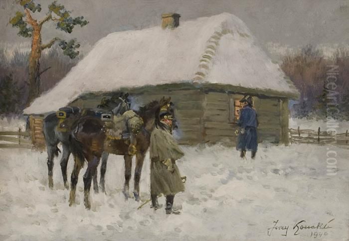 Na Kwatere Oil Painting by Jerzy Kossak