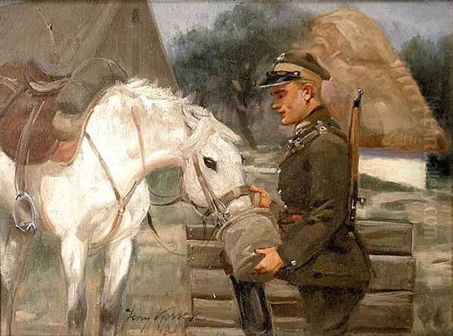 Ulan Pojacy Konia Oil Painting by Jerzy Kossak