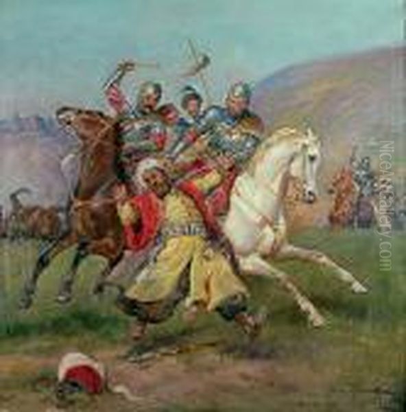 Chocim Oil Painting by Jerzy Kossak