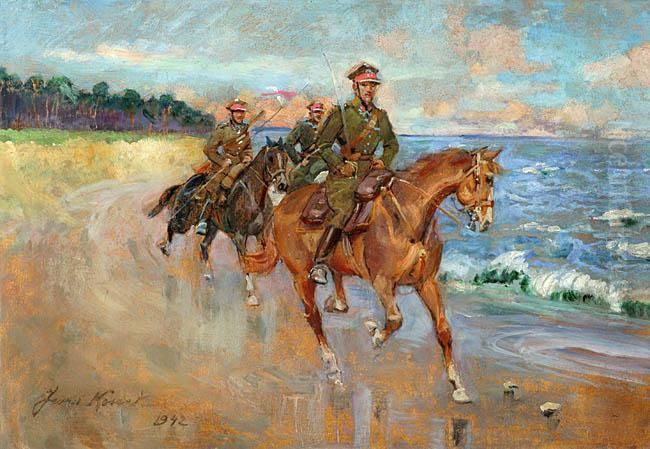 Powrot Ze Zwiadu Oil Painting by Jerzy Kossak