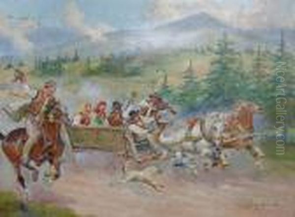 Druzbowie Goralscy (1947) Oil Painting by Jerzy Kossak