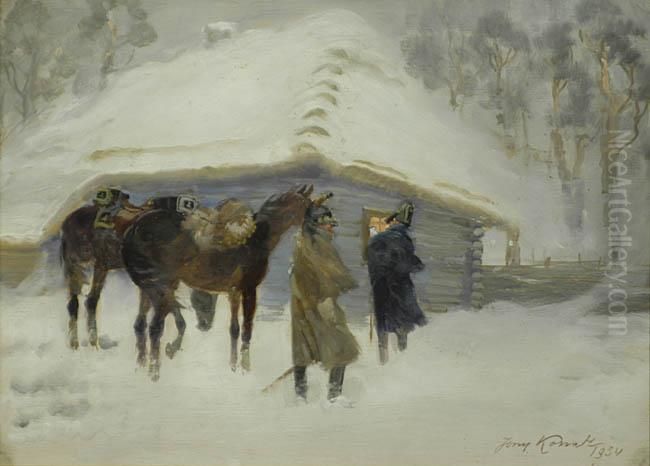 Na Kwatere, 1934 R. Oil Painting by Jerzy Kossak