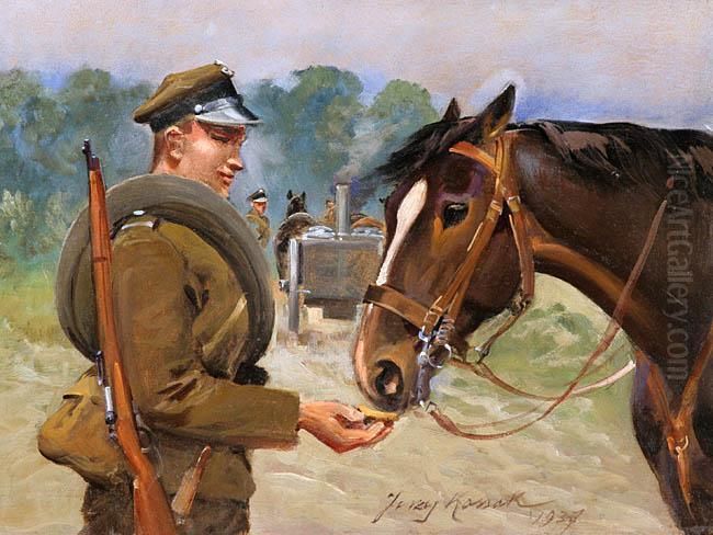 Wspolny Posilek Oil Painting by Jerzy Kossak