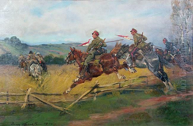 Poscig Za Bolszewikami Oil Painting by Jerzy Kossak