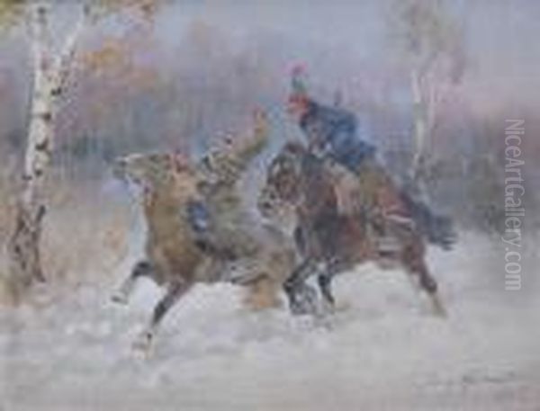 Potyczka (1936) Oil Painting by Jerzy Kossak