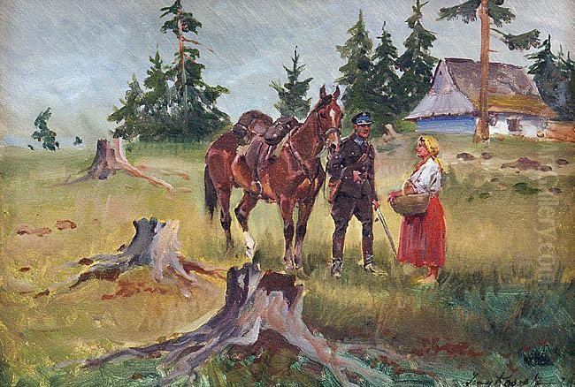 Spotkanie Oil Painting by Jerzy Kossak