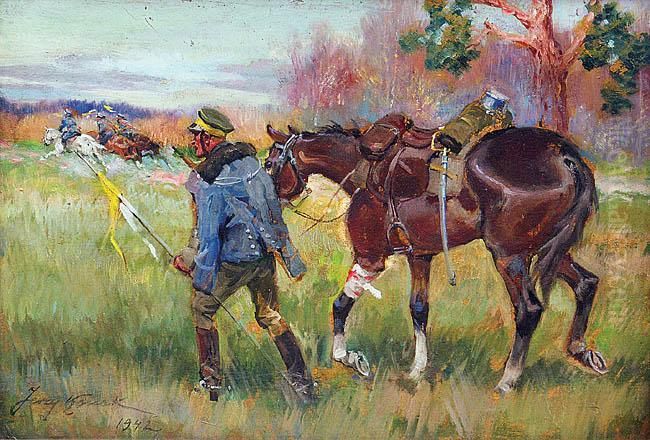 Ranny Kon Oil Painting by Jerzy Kossak
